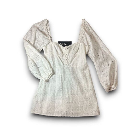 Boohoo Dresses & Skirts - NWT Boohoo Eyelet Babydoll‎ Dress Feminine Cottagecore Coastal Cowgirl Coquette